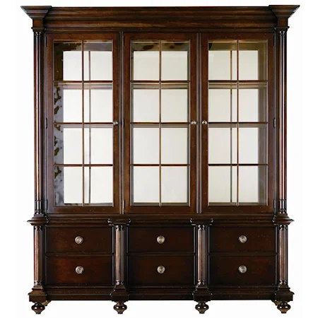 Trophy Case with Three Glass Doors and Six Drawers